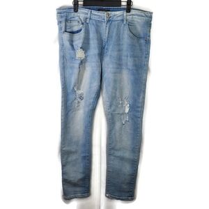 Men's Thread Theory Distressed Light Wash Denim Blue Jeans 36x30